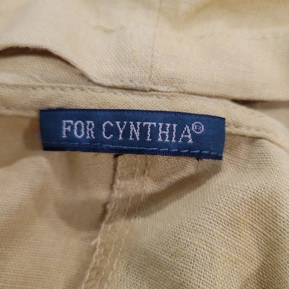 For Cynthia Linen Blend Cowl Neck Dress Mustard Yellow Size XS - Picture 9 of 10